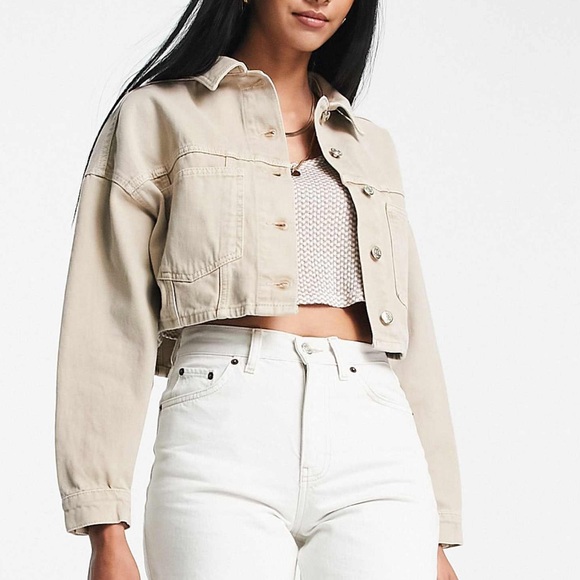Topshop / crop denim jacket / sand - Picture 5 of 11
